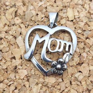 3/$30 🖤 Vintage 925 Sterling Silver Mom Heart Flower Necklace Charm Pendant